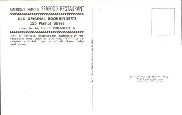 Philadelphia Pennsylvania Seafood Restaurant Old Original Boobind – Bild 2