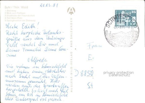 Suhl Thueringer Wald Steinweg Rathaus Stadthalle Karl-Marx-P – Bild 2