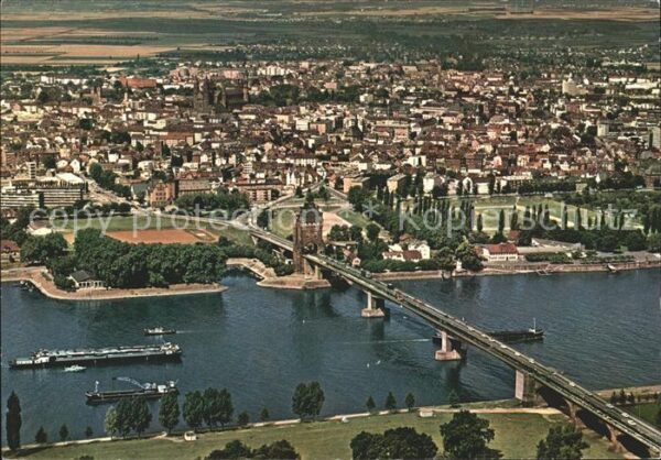 Worms Rhein Fliegeraufnahme Niebelungenbrücke