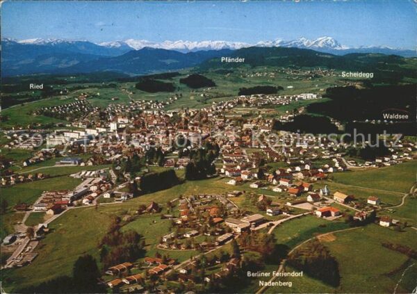 Lindenberg Allgaeu Fliegeraufnahme mit Alpen