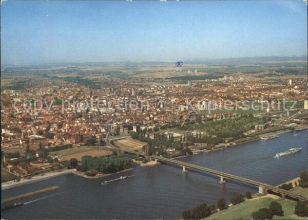 Worms Rhein Fliegeraufnahme mit Reinbrücke
