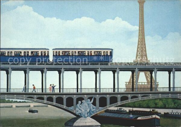 Eisenbahn Eiffelturm Künstlerkarte Serge de Filip