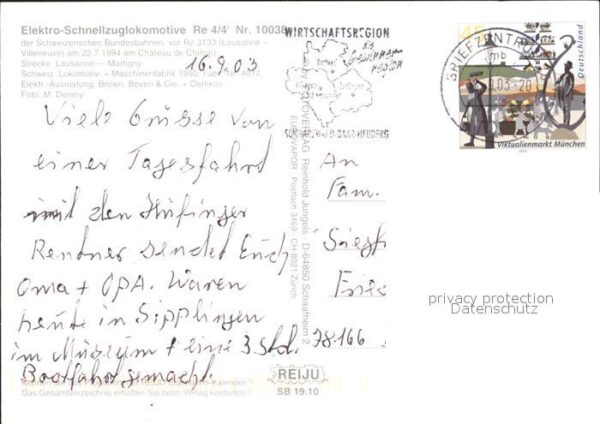 Eisenbahn Elektro-Schnellzuglokomotive Re 4/4 Nr. – Bild 2