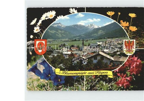 Fuegen Gesamtansicht mit Alpenpanorama Blumen