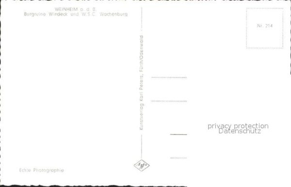 Weinheim Bergstrasse Burgruine Windeck W.S.C. Wachenburg – Bild 2