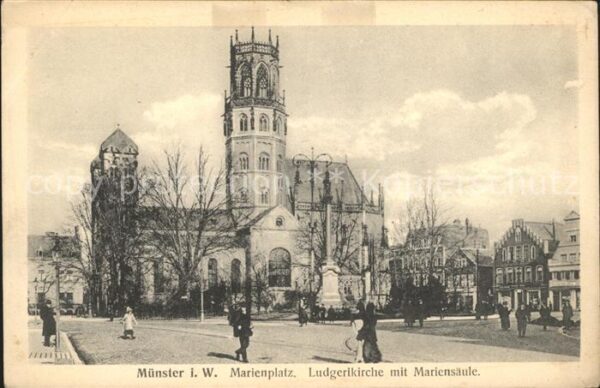 Muenster Westfalen Marienplatz Ludgerikirche Mariensäule