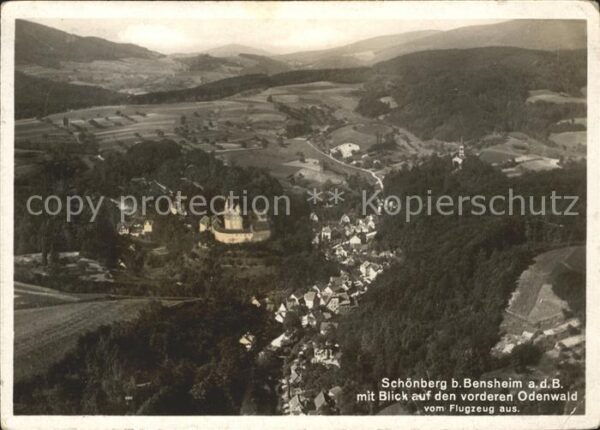 Schoenberg Bensheim Odenwald Fliegeraufnahme