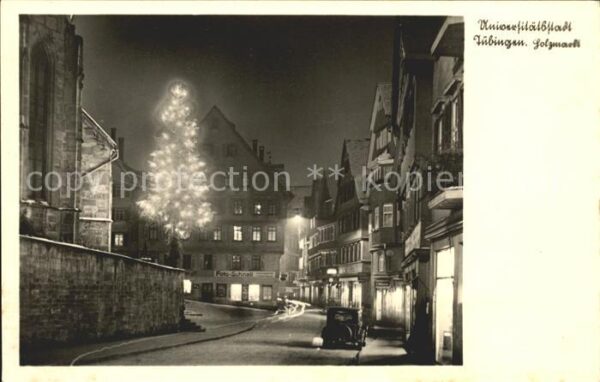 Tuebingen Stadtpartie mit Weihnachtsbaum