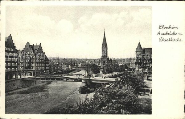 Pforzheim Auerbrücke mit Stadtkirche