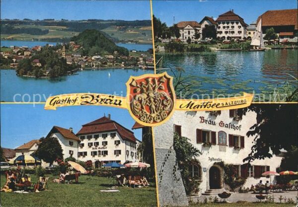 Mattsee Salzburg Fliegeraufnahme Gasthof Bräu Teilansich