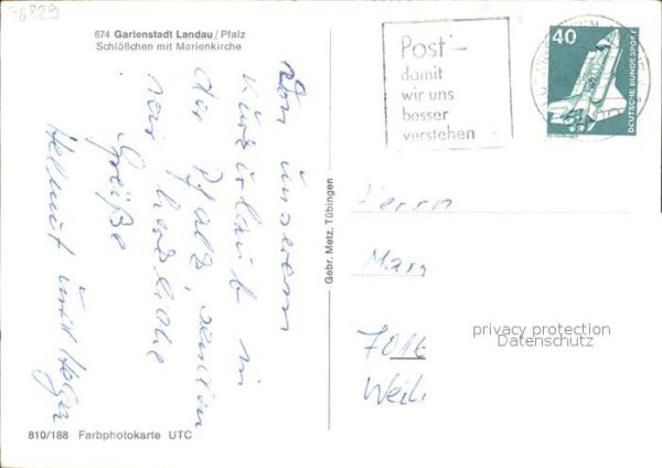 Landau Pfalz Gartenstadt Schlösschen mit Marienkirch – Bild 2