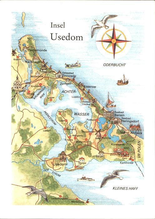Usedom Übersichtskarte Illustration