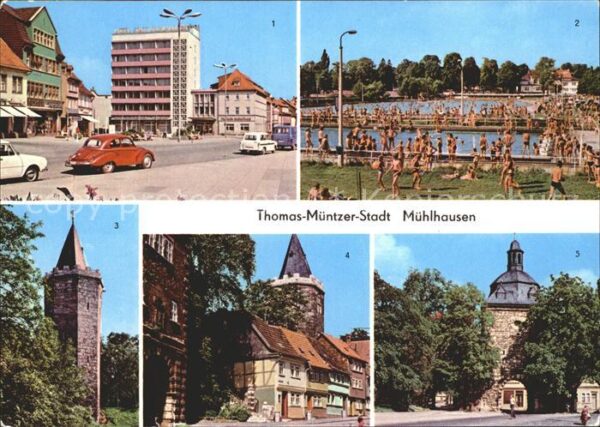 Muehlhausen Thueringen Wilhelm Pieck Plaatz Schwanenteich Rabe