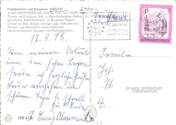 Mayrhofen Zillertal Fremdenheim und Bungalow Kofler – Bild 2