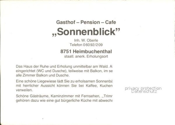 Heimbuchenthal Gasthof Pension Sonnenblick – Bild 2