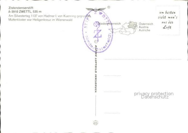 Zwettl-Niederoesterreich Stift Zisterzienserkloster Fliegeraufna – Bild 2