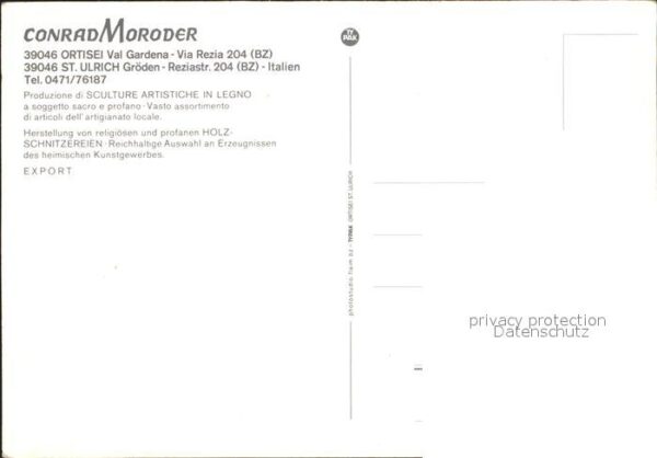Ortisei St Ulrich Holzschnitzereien Conrad Moroder – Bild 2