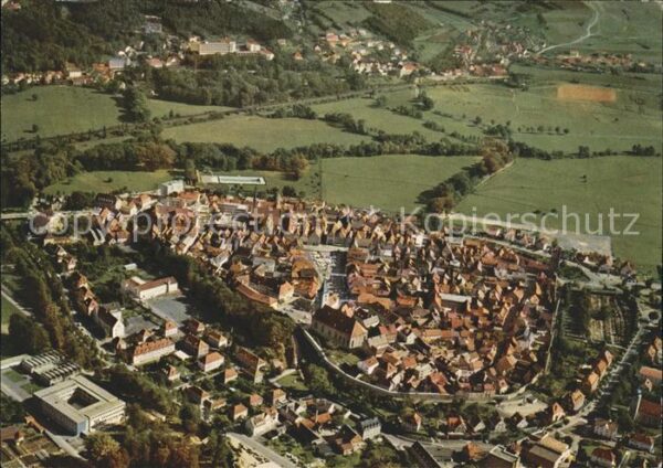 Bad Neustadt Fliegeraufnahme mit Kurviertel und Kais