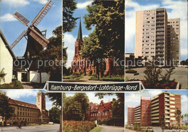 Bergedorf Hamburg Lohbrügge Nord Mühle Hochhaus Kirche