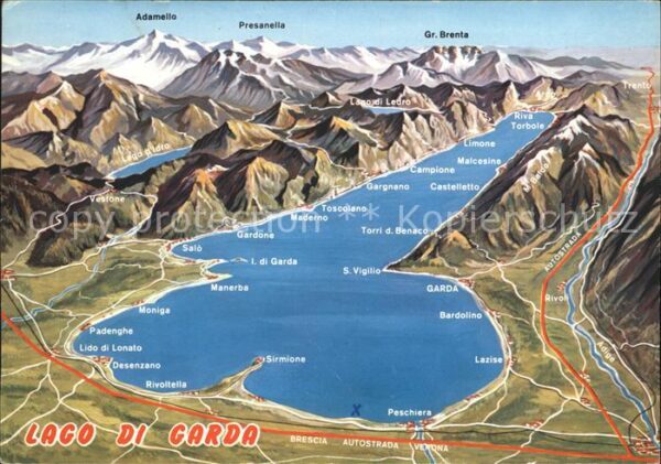 Lago di Garda Panoramakarte Peschiera Sirmione Desenz