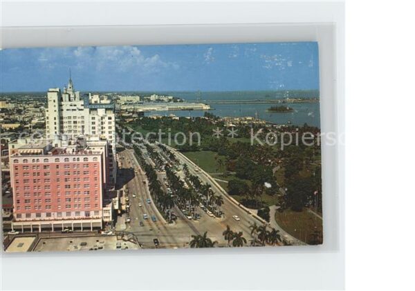 Miami Florida Air View Biscayne Boulevard Hotel Row
