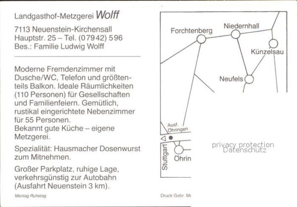 Neuenstein Wuerttemberg Landgasthof Metzgerei Wolff – Bild 2