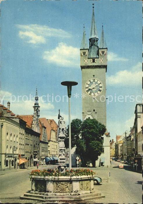 Straubing Tiburtiusbrunnen Stadtturm