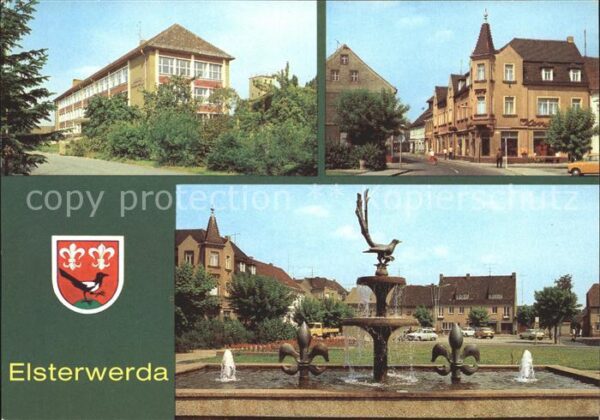 Elsterwerda Haupstrasse Wappenbrunnen am Markt Etka