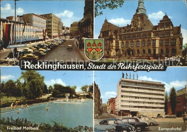 Recklinghausen Westfalen Markt Rathaus Europahotel Freibad Mollb