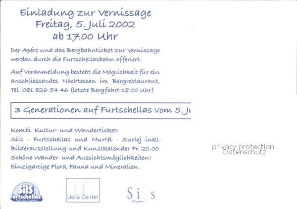 Seilbahn Furtschellas Einladung Vernissage Giova – Bild 2