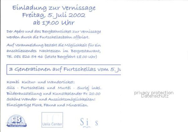 Seilbahn Furtschellas Einladung Vernissage Giova – Bild 2