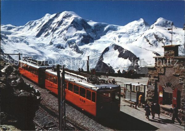 Zahnradbahn Station Gornergrat Zermatt Liskamm Feli