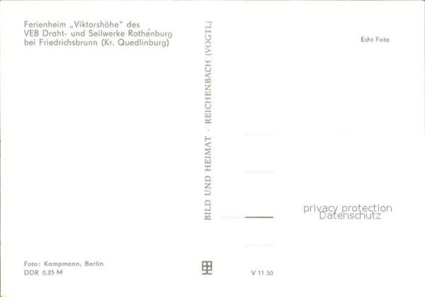 Friedrichsbrunn Harz Ferienheim Viktorshöhe VEB Draht- und S – Bild 2
