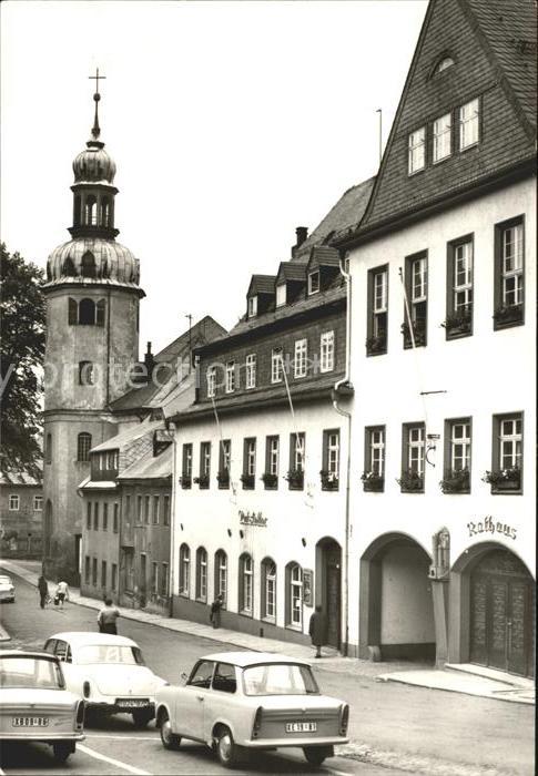 Wolkenstein Erzgebirge Marktplatz mit Ratskeller St. Bartholom