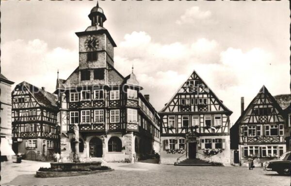 Heppenheim Bergstrasse Marktplatz Brunnen Fachwerkhäuser