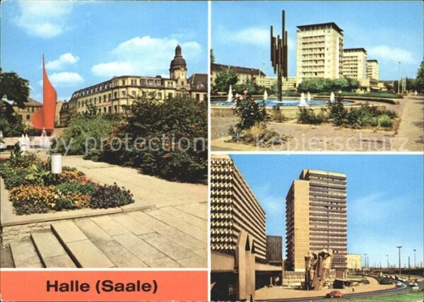 Halle Saale Fahnenmonument Röhrenbrunnen Leninalle