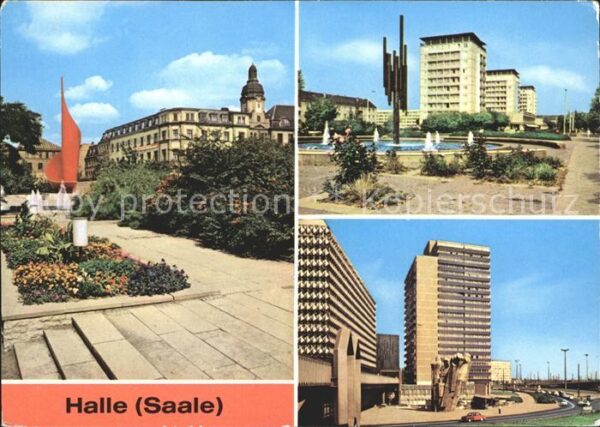 Halle Saale Fahnenmonument Röhrenbrunnen Leninallee