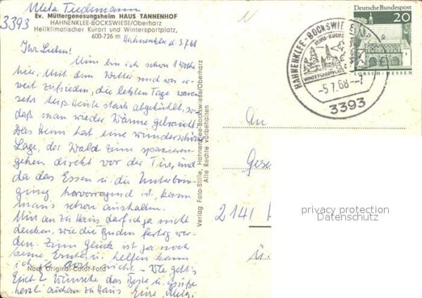 Hahnenklee-Bockswiese Harz Müttergenseungsheim Haus Tannenhof – Bild 2