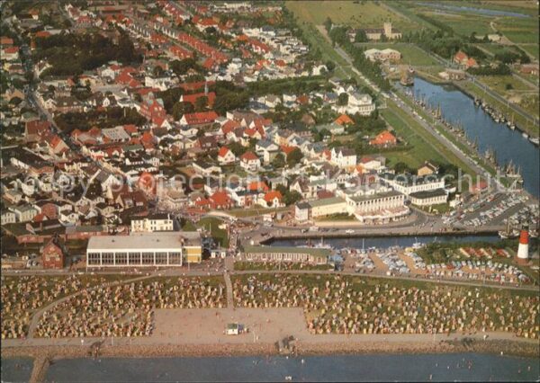 Buesum Nordseebad Fliegeraufnahme mit Strand Hafen Schwim