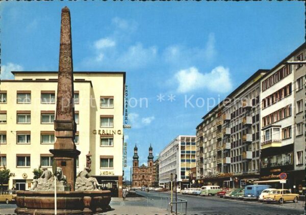 Mainz Rhein Grosse Bleiche mit Neubrunnen und Peter