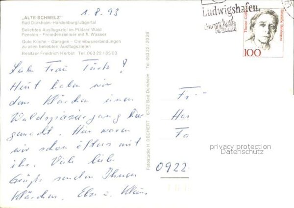 Bad Duerkheim Waldgaststätte Alte Schmelz Gastraum Tr – Bild 2