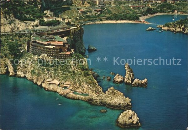 Taormina Sizilien Fliegeraufnahme Capo Taormina