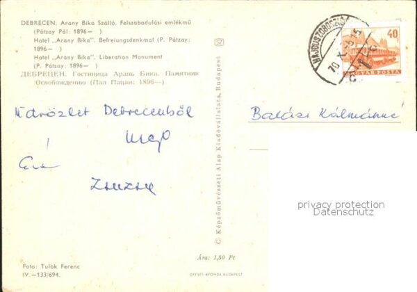 Debrecen Debrezin Hotel Arany Bika und Befreiungsdenkmal – Bild 2