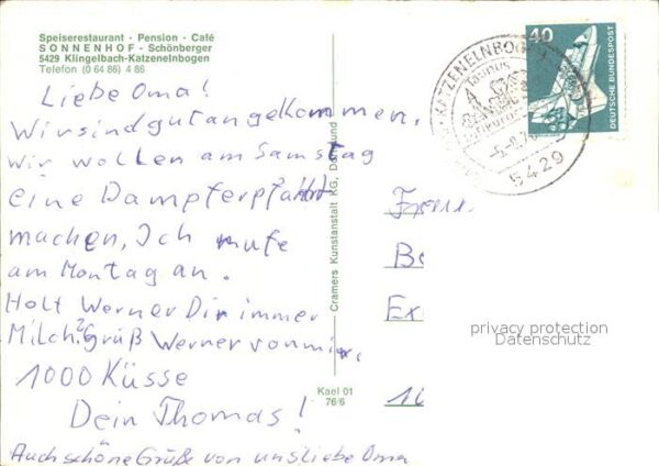 Katzenelnbogen Restaurant Pension Cafe Sonnenhof Schwi – Bild 2
