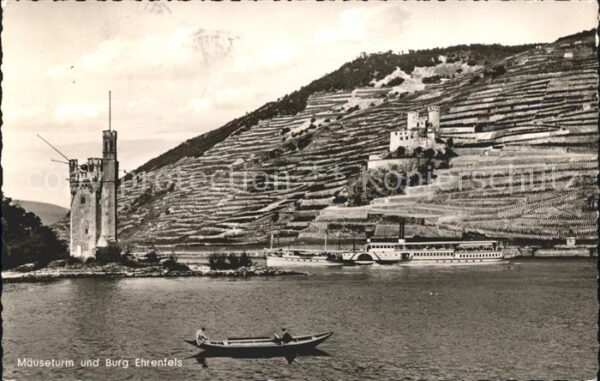 Bingen Rhein Mäuseturm Burg Ehrenfels Boot