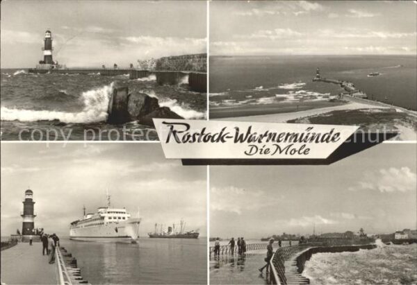Rostock-Warnemuende Mole Fähre Promenade Leuchtturm