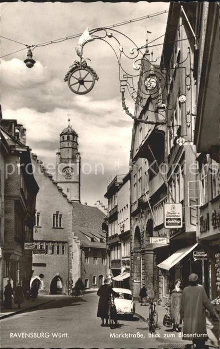 Ravensburg Wuerttemberg Marktstrasse mit Blasertrum