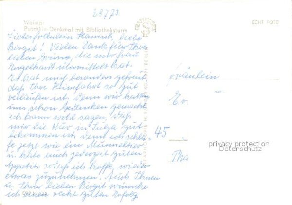 Weimar Thueringen Puschkin Denkmal mit Bibliotheksturm – Bild 2