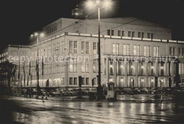 Leipzig Opernhaus Karl Marx Platz bei Nacht