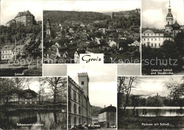 Greiz Thueringen Schloss Schwanenhäuschen Parksee